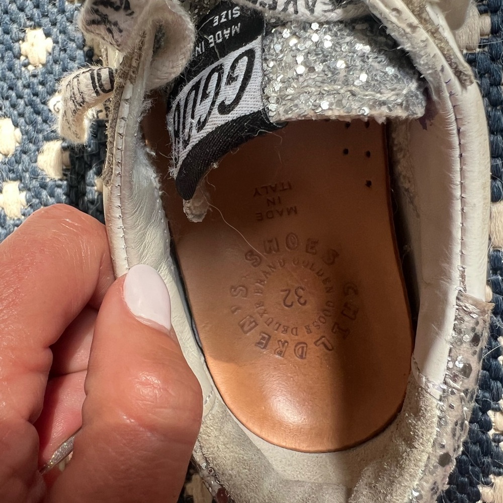 Golden Goose Silver and White Star Sneakers Casual Style size 32 kids - Picture 8 of 13